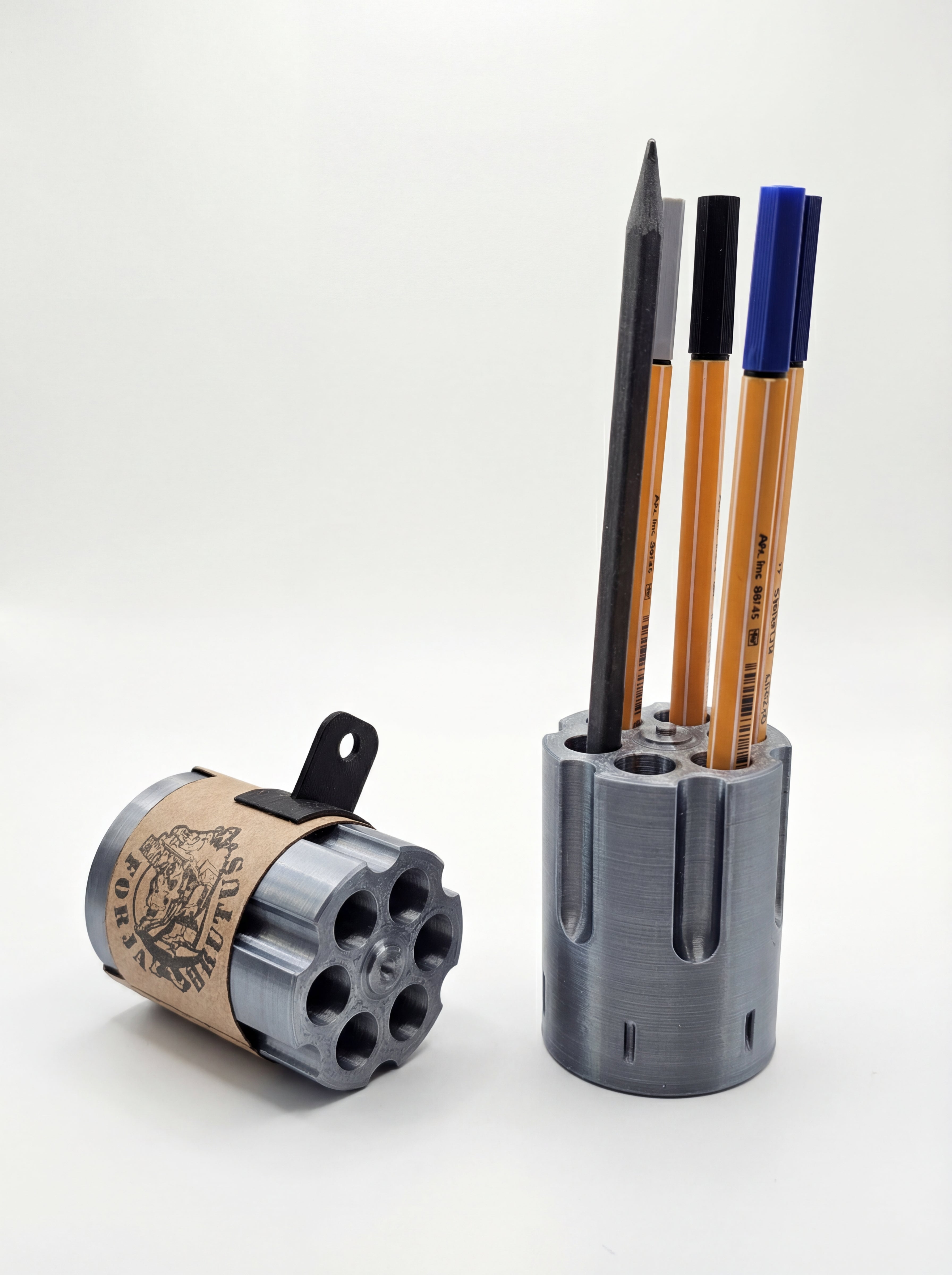 Porta Canetas - Formato de tambor de revolver