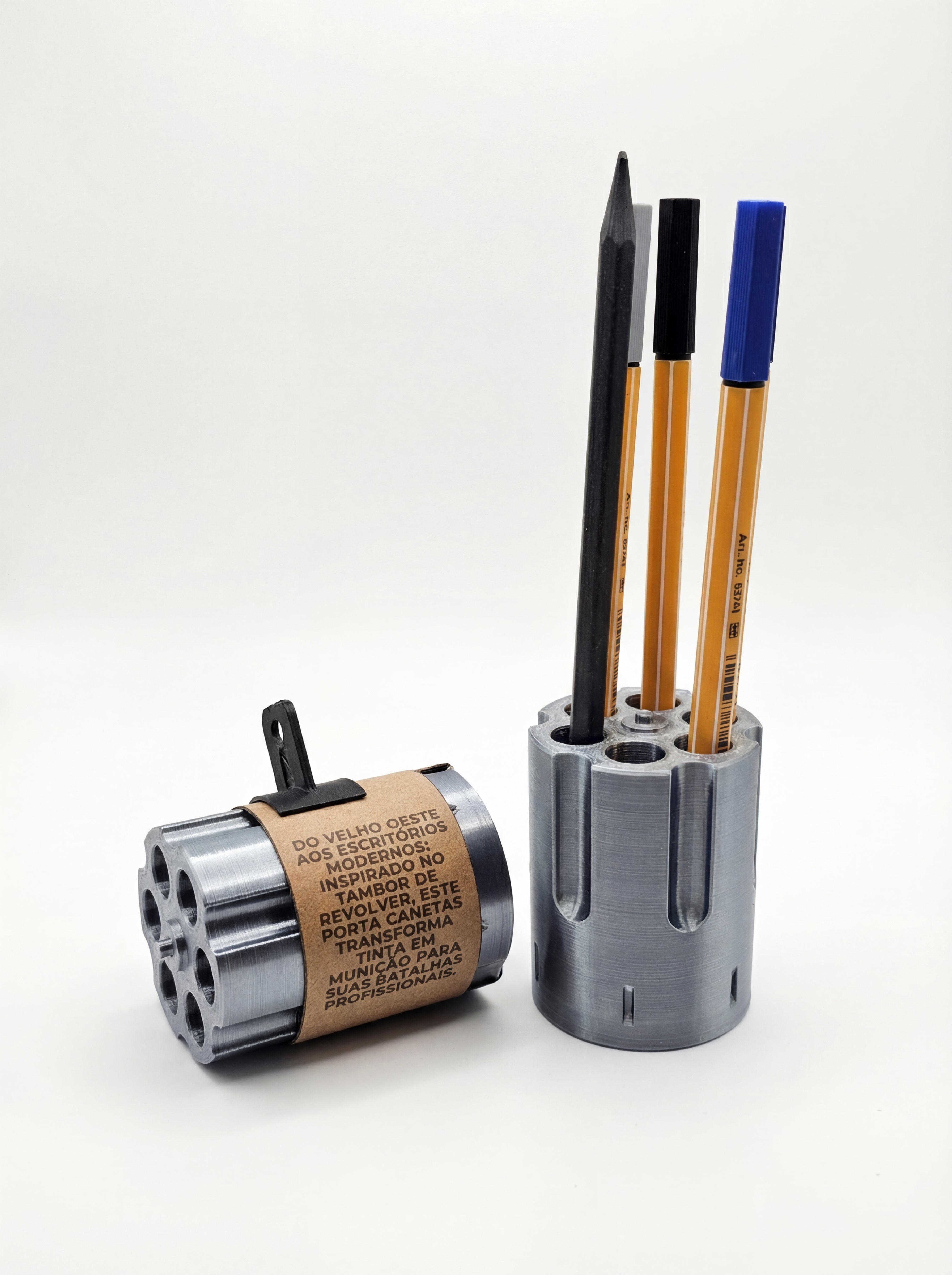 Porta Canetas - Formato de tambor de revolver