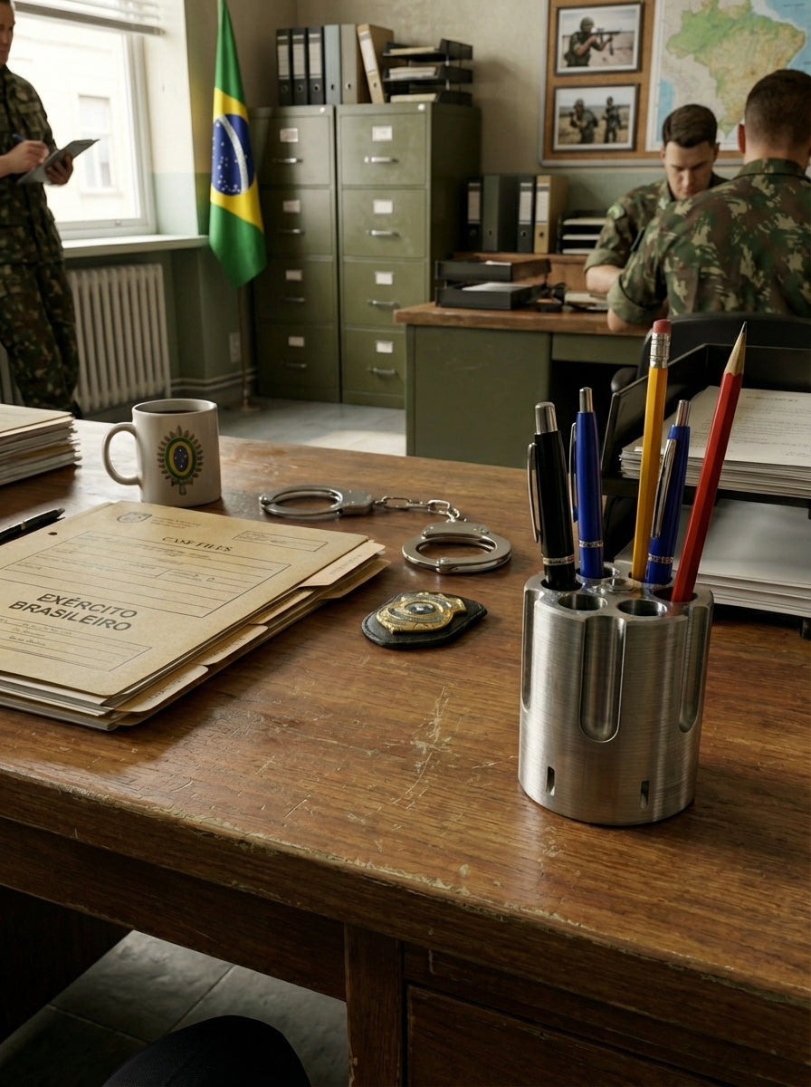 Porta Canetas - Formato de tambor de revolver